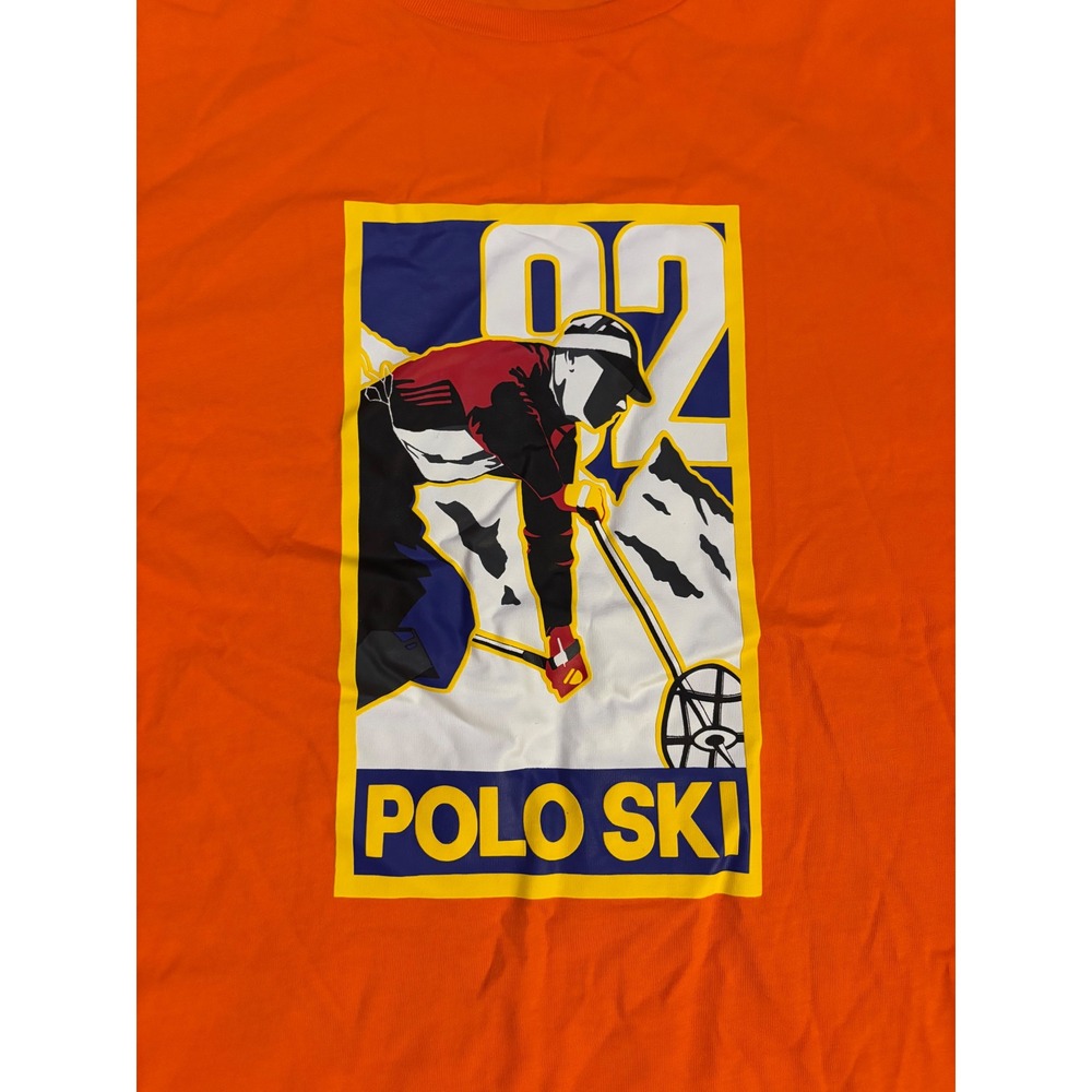 Polo Ralph Lauren Mens Orange Polo Ski 92 Graphic Long Sleeve‎ T-Shirt Size M - Picture 2 of 10